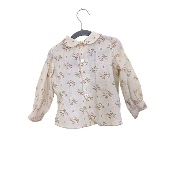 Vintage Polly Flinders Girl 4 Hand Smocked Prairie Cottagecore Top Yellow Floral - Picture 2 of 5